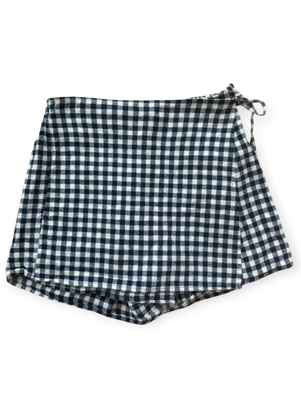 Old Navy Navy and White Gingham Wrap Skort